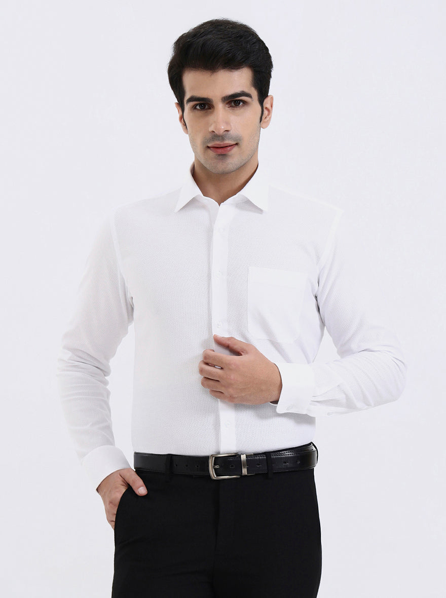 White Checked Slim Fit Formal Shirt | JadeBlue Youth