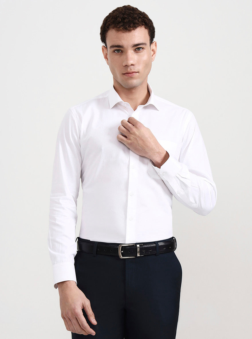 White Solid Slim Fit Formal Shirt | Greenfibre
