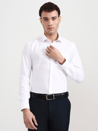 White Solid Slim Fit Formal Shirt | Greenfibre