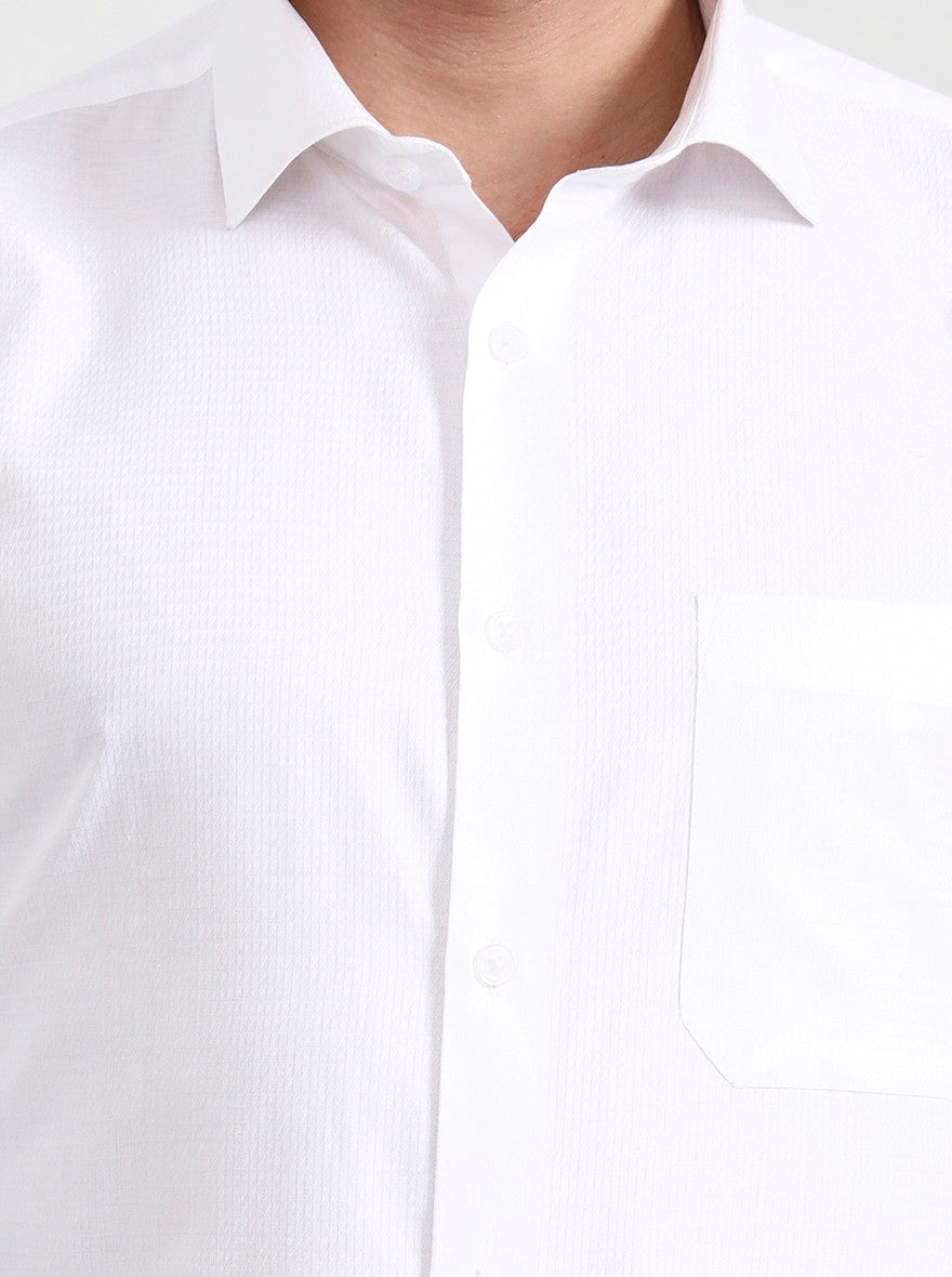 White Solid Slim Fit Formal Shirt | Greenfibre