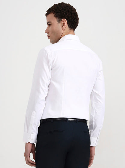 White Solid Slim Fit Formal Shirt | Greenfibre