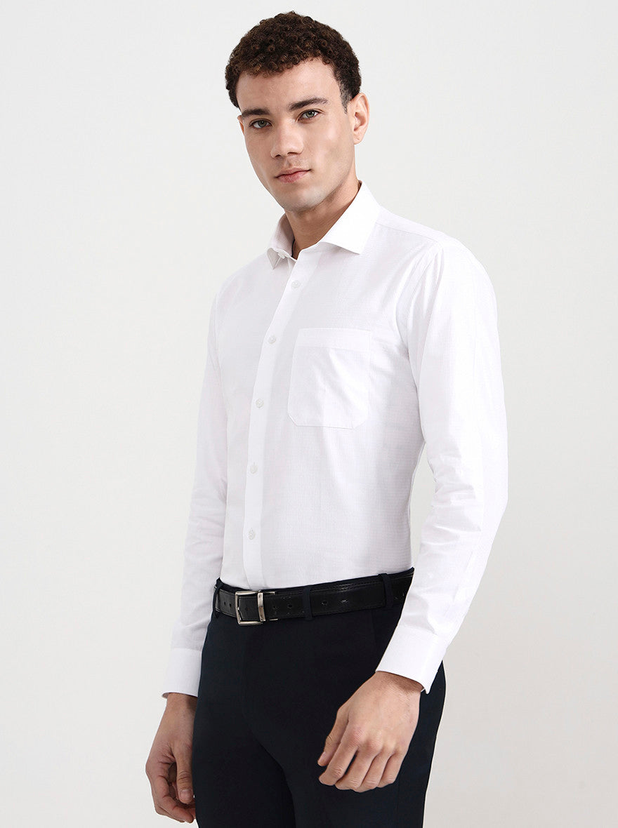 White Solid Slim Fit Formal Shirt | Greenfibre