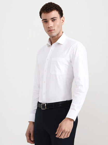 White Solid Slim Fit Formal Shirt | Greenfibre