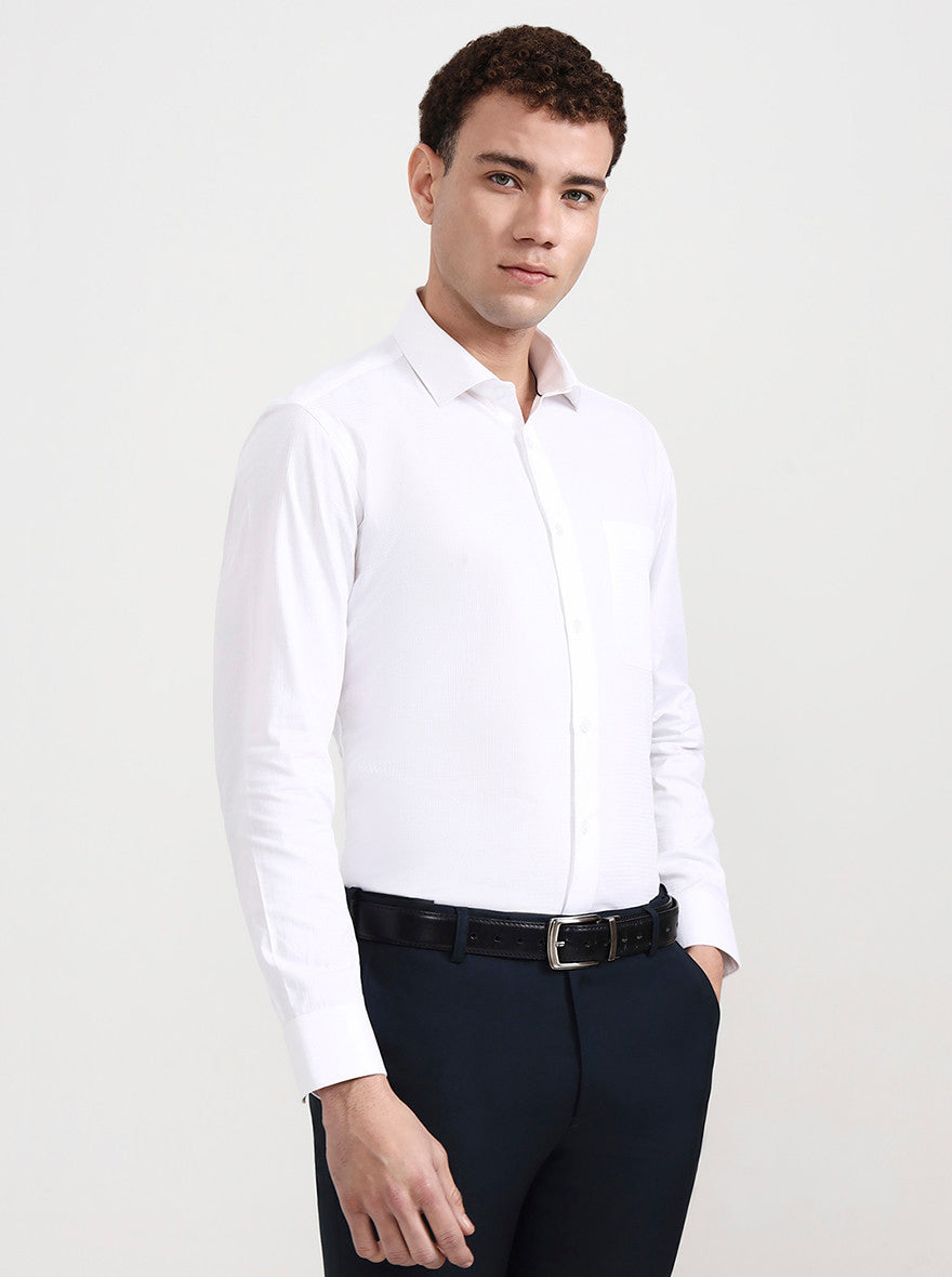 White Solid Slim Fit Formal Shirt | Greenfibre