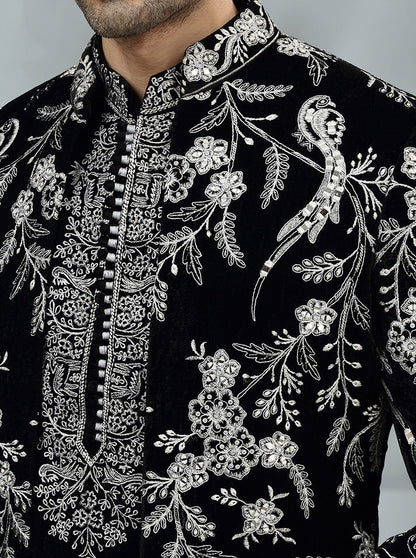 Black Embroidered Indowestern | Virasana