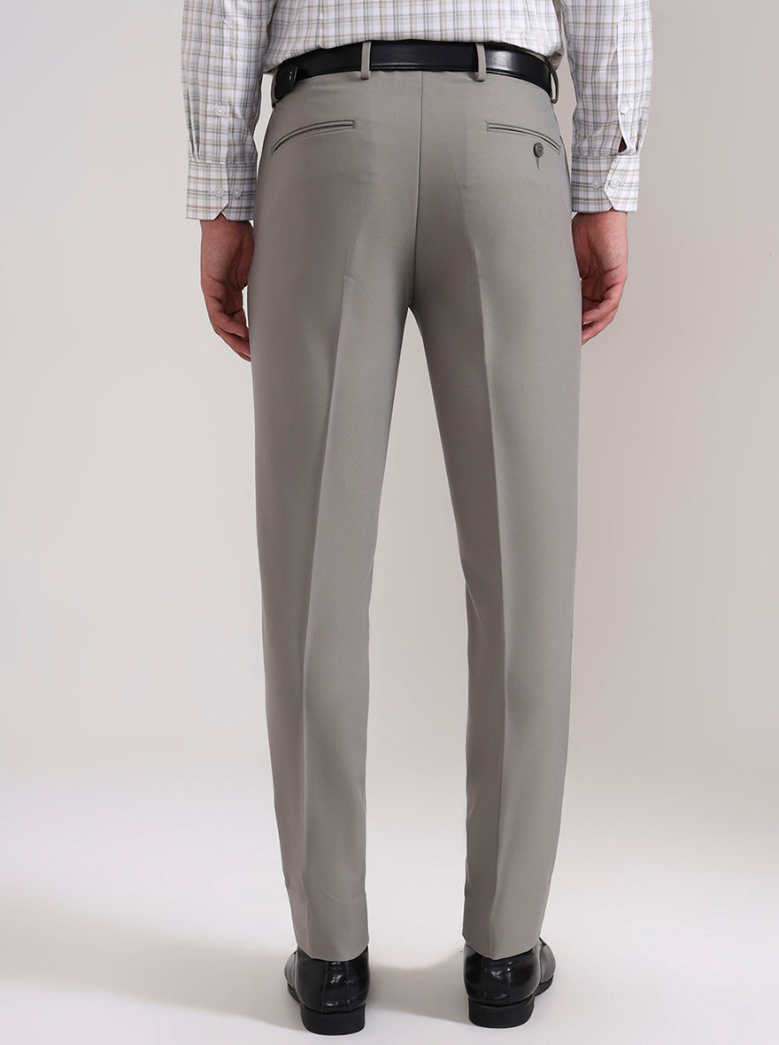 Pista Grey Solid Slim Fit Formal Trouser | Metal