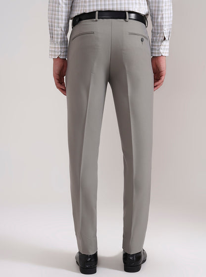 Pista Grey Solid Slim Fit Formal Trouser | Metal