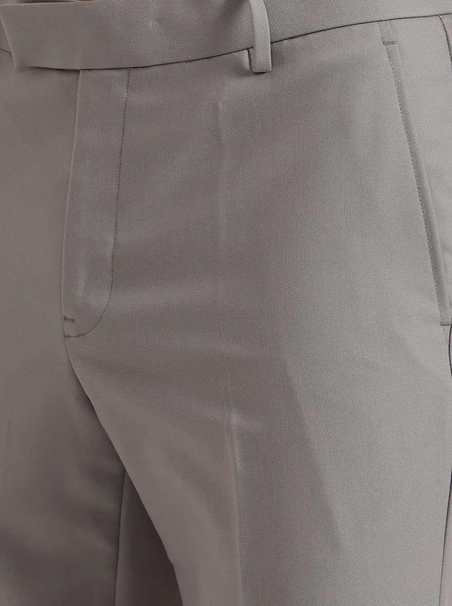 Pista Grey Solid Slim Fit Formal Trouser | Metal
