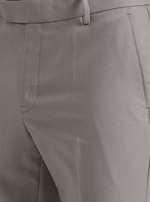 Pista Grey Solid Slim Fit Formal Trouser | Metal