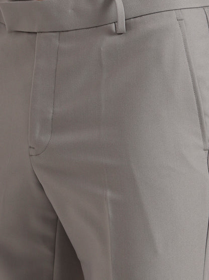 Pista Grey Solid Slim Fit Formal Trouser | Metal