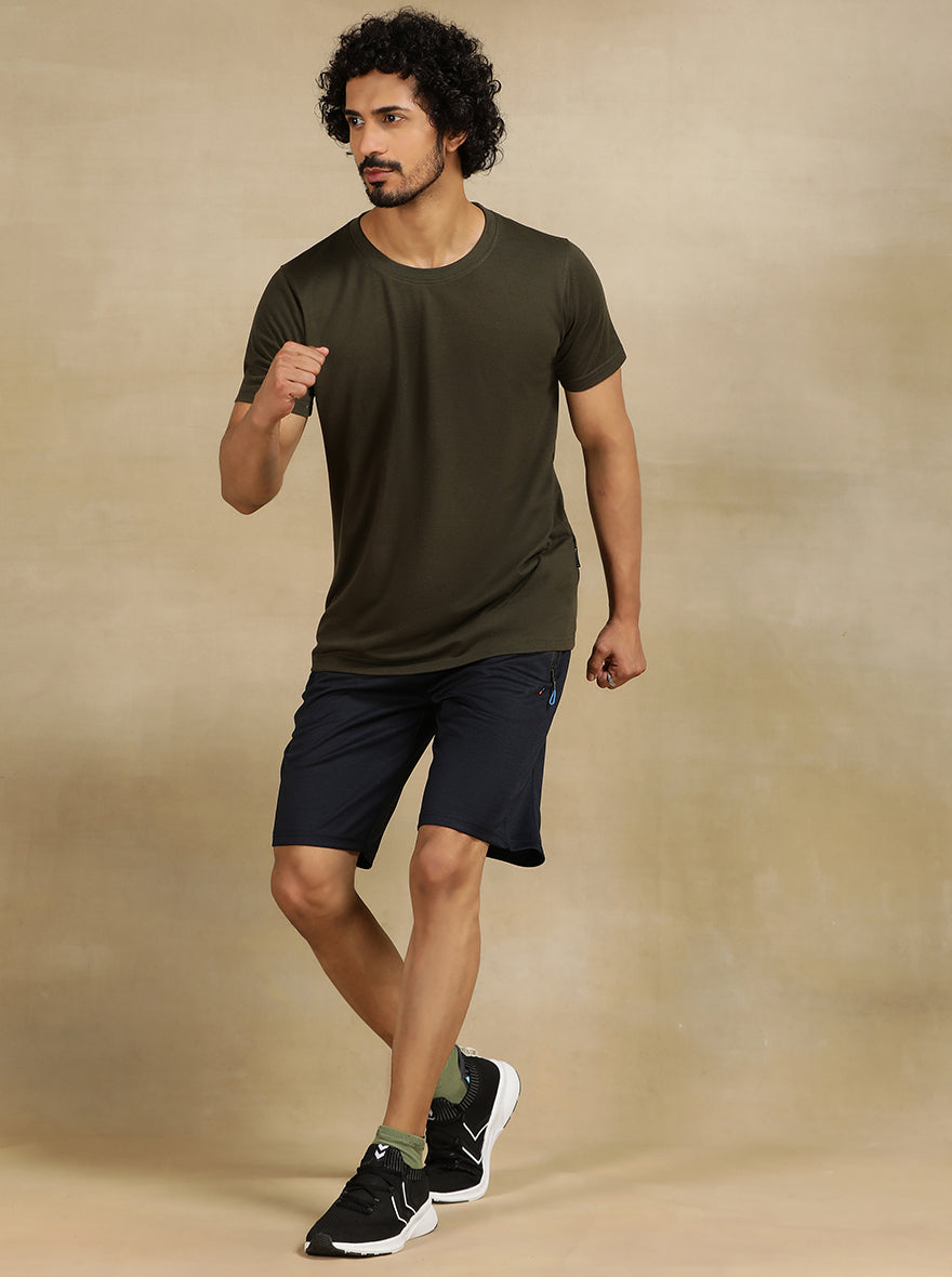 Navy Blue Solid Slim Fit Shorts | Jade Play