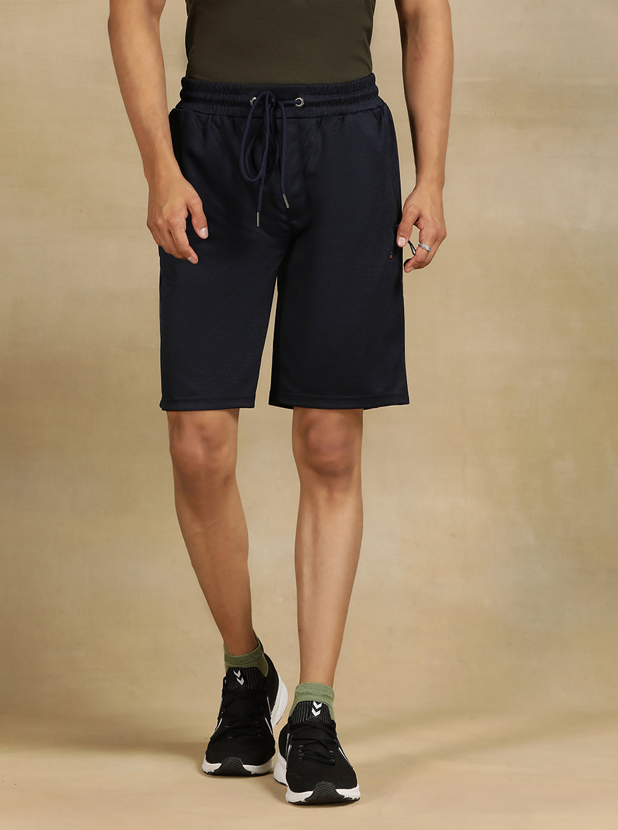 Navy Blue Solid Slim Fit Shorts | Jade Play
