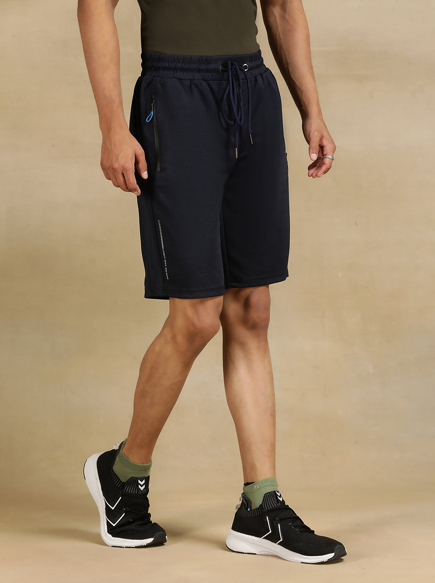Navy Blue Solid Slim Fit Shorts | Jade Play