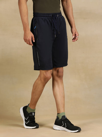 Navy Blue Solid Slim Fit Shorts | Jade Play