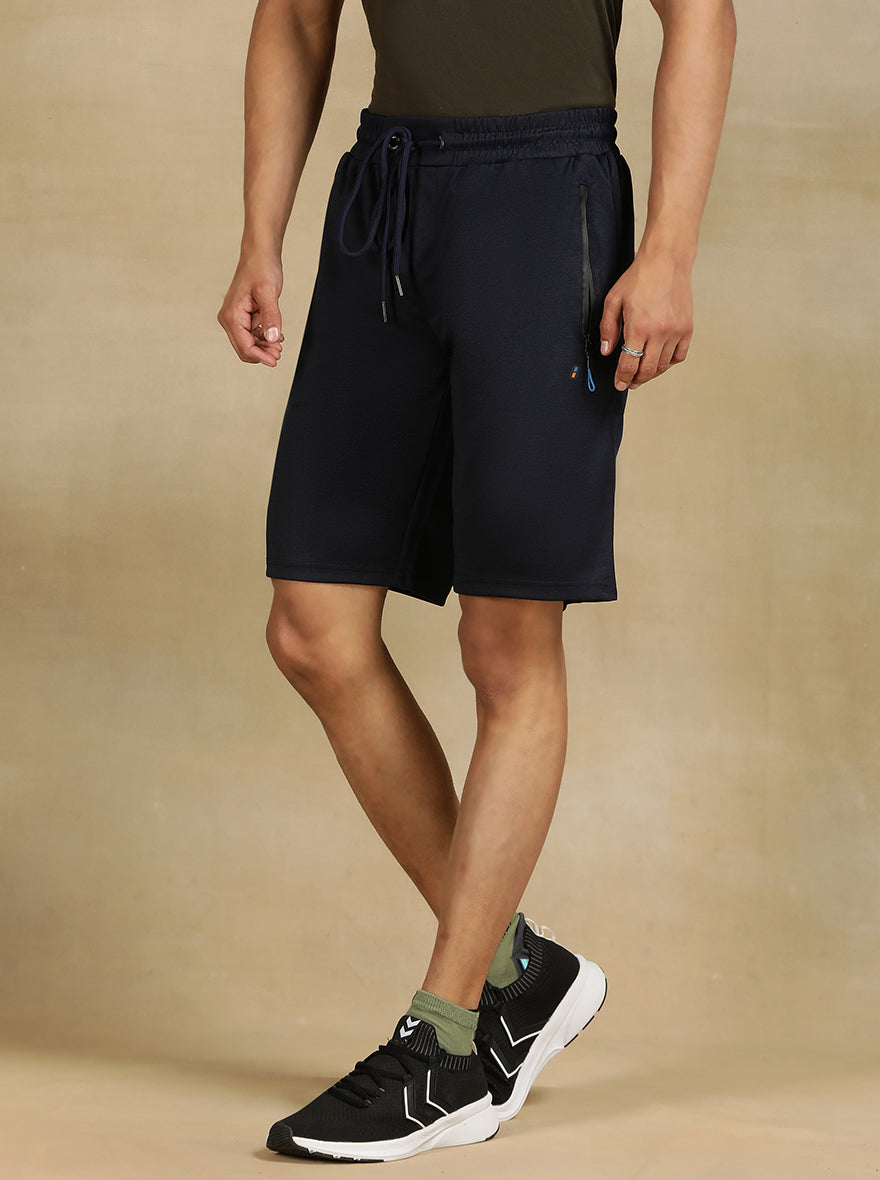Navy Blue Solid Slim Fit Shorts | Jade Play