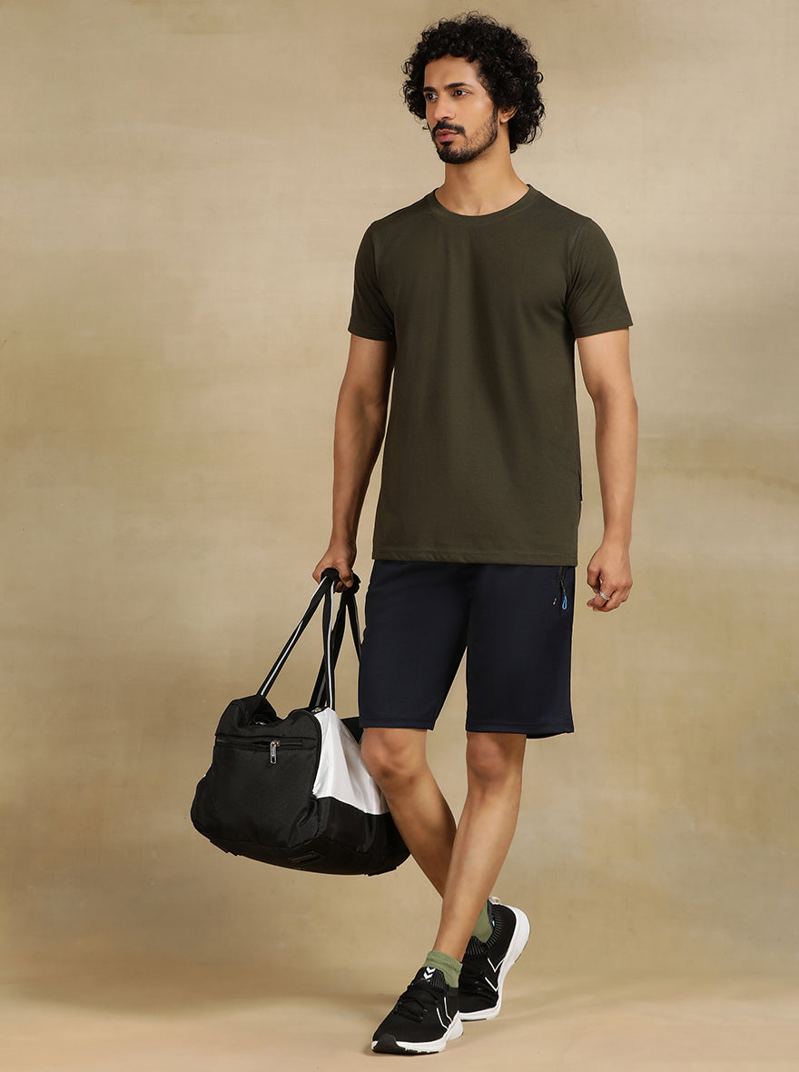 Navy Blue Solid Slim Fit Shorts | Jade Play