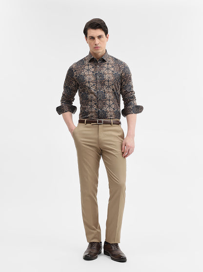 Brown Printed Slim Fit Party Wear Shirt | Wyre