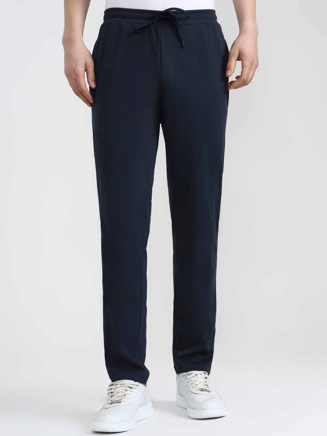 Deep Blue Solid Slim Fit Track Pant | JadeBlue