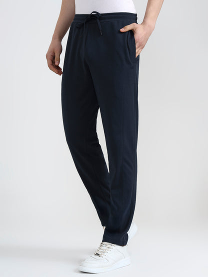Deep Blue Solid Slim Fit Track Pant | JadeBlue