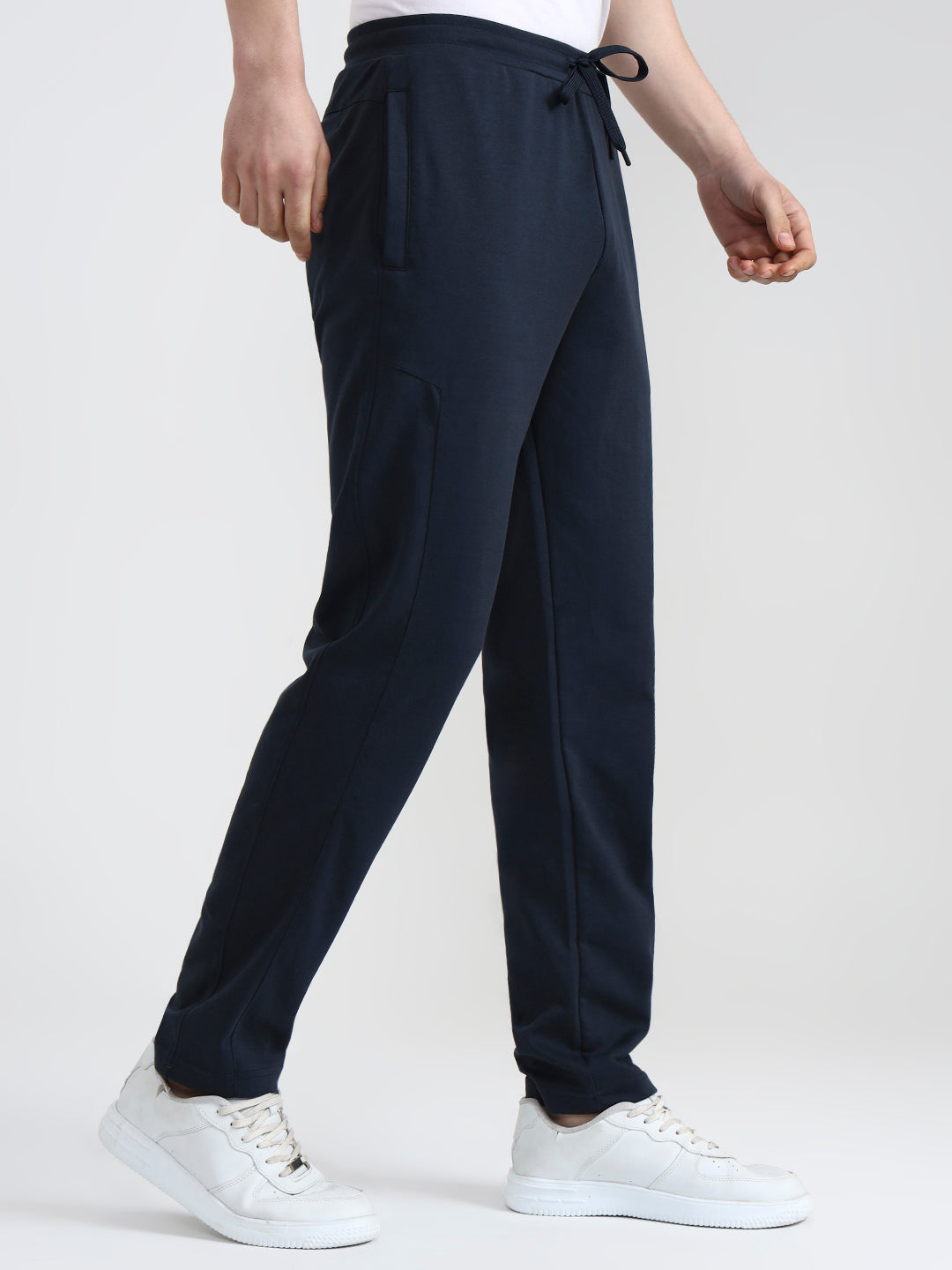 Deep Blue Solid Slim Fit Track Pant | JadeBlue