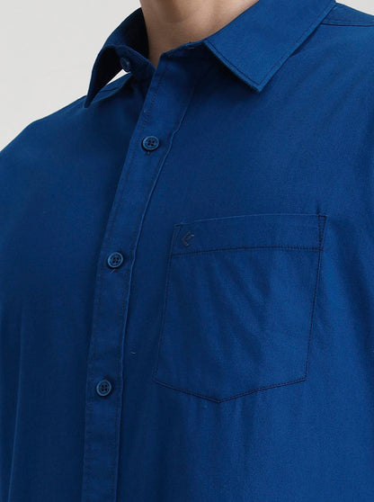 Teal Solid Slim Fit Casual Shirt | Greenfibre