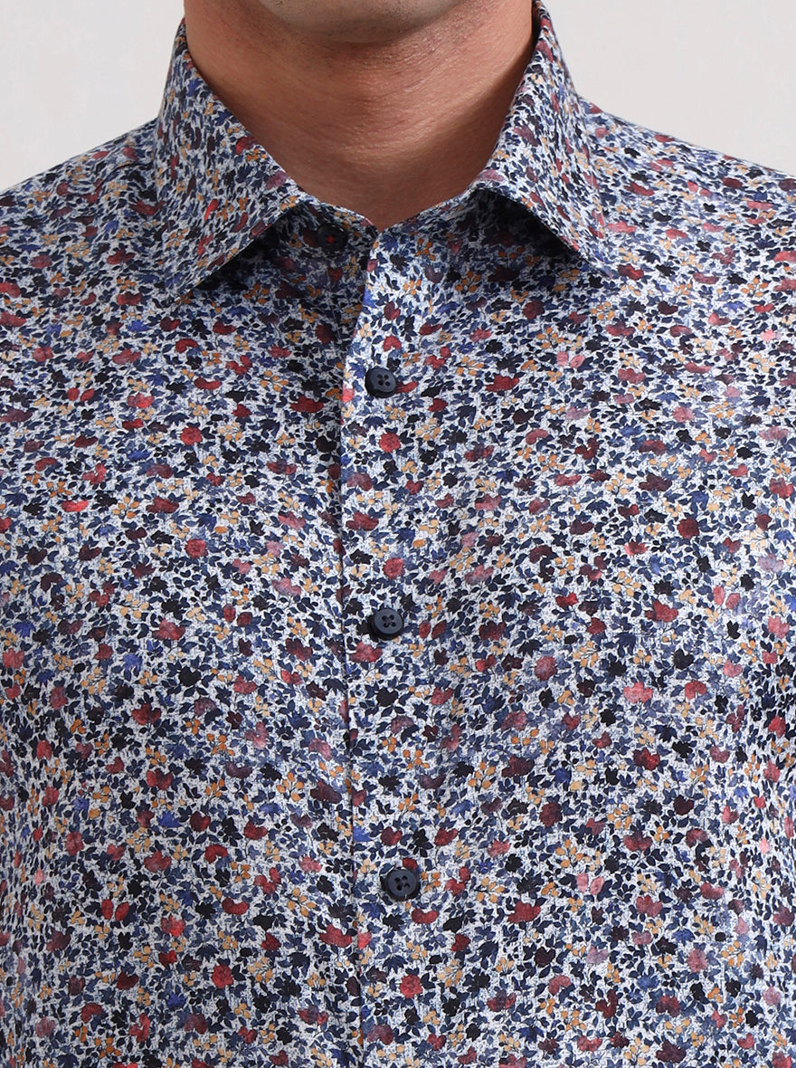 Multicolor Printed Slim Fit Party Wear Shirt | Wyre
