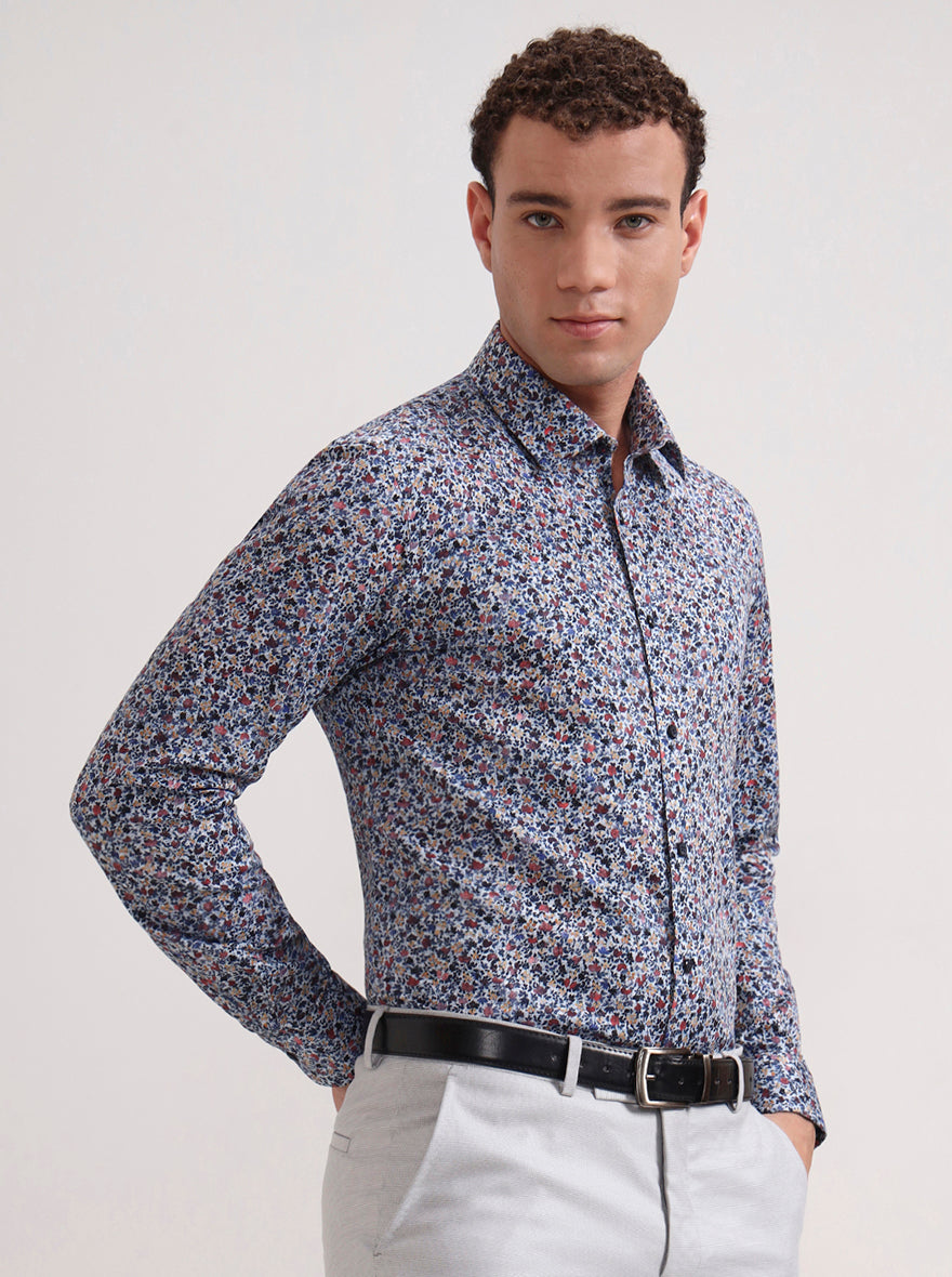 Multicolor Printed Slim Fit Party Wear Shirt | Wyre