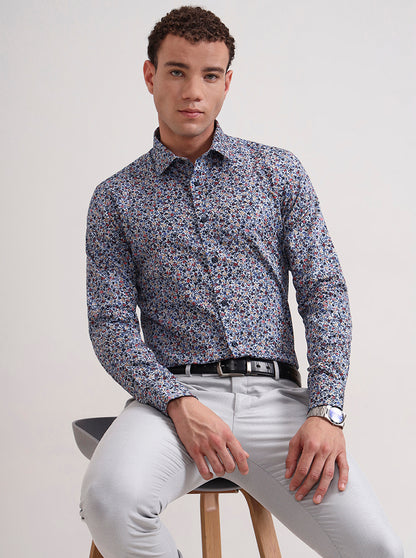 Multicolor Printed Slim Fit Party Wear Shirt | Wyre