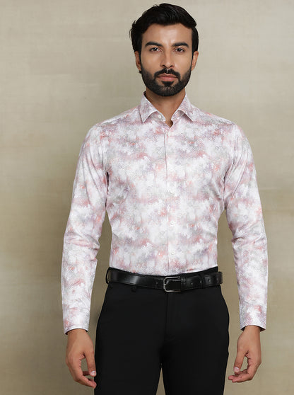 Pink Printed Slim fit Party Wear Shirt | JB Studio