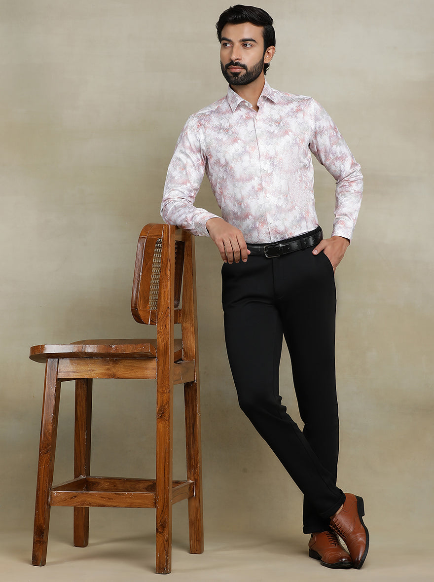 Pink Printed Slim fit Party Wear Shirt | JB Studio