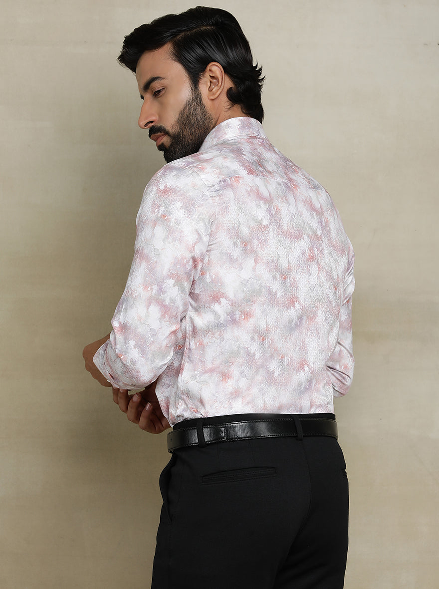 Pink Printed Slim fit Party Wear Shirt | JB Studio