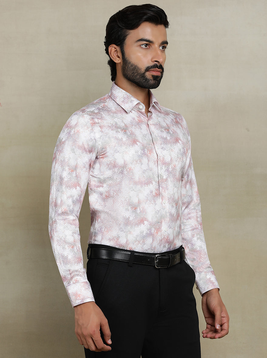 Pink Printed Slim fit Party Wear Shirt | JB Studio