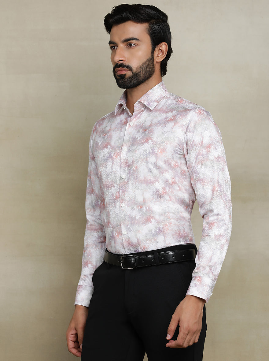 Pink Printed Slim fit Party Wear Shirt | JB Studio