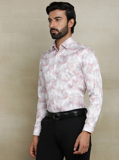 Pink Printed Slim fit Party Wear Shirt | JB Studio