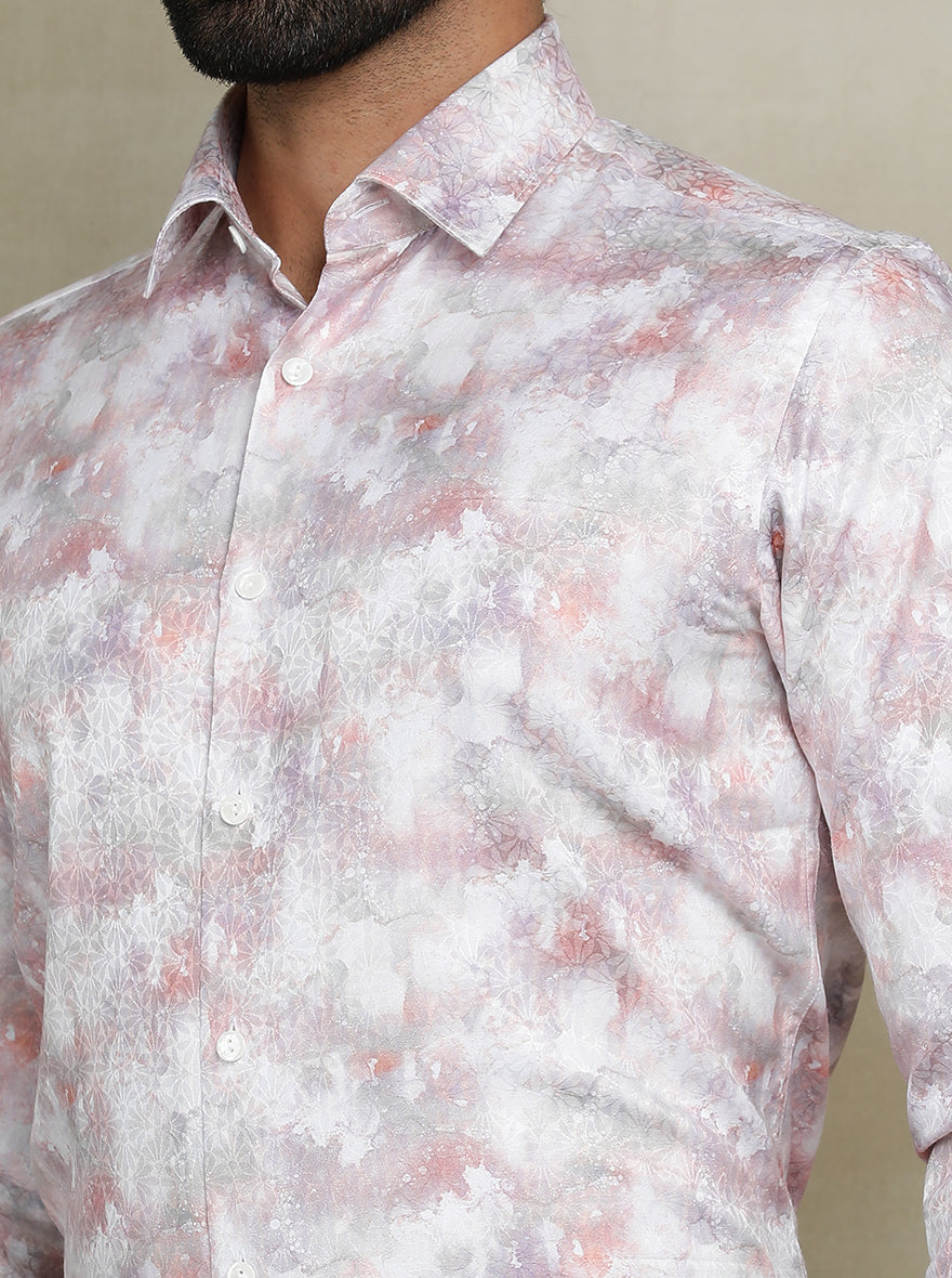 Pink Printed Slim fit Party Wear Shirt | JB Studio