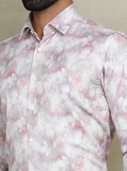 Pink Printed Slim fit Party Wear Shirt | JB Studio