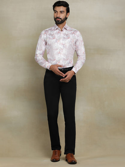 Pink Printed Slim fit Party Wear Shirt | JB Studio