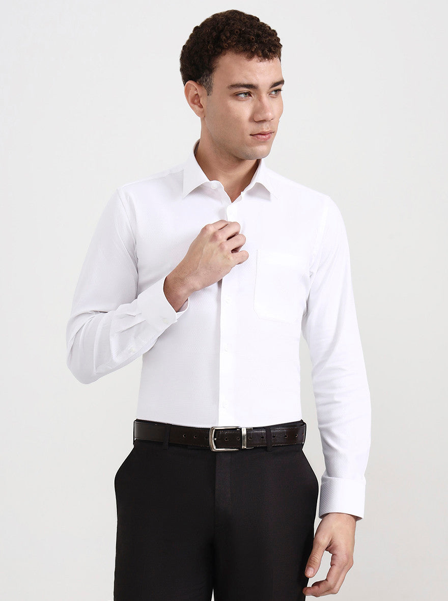 White Solid Slim Fit Formal Shirt | JadeBlue Youth