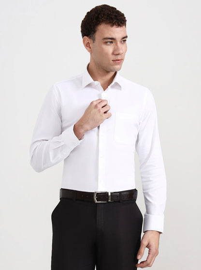 White Solid Slim Fit Formal Shirt | JadeBlue Youth