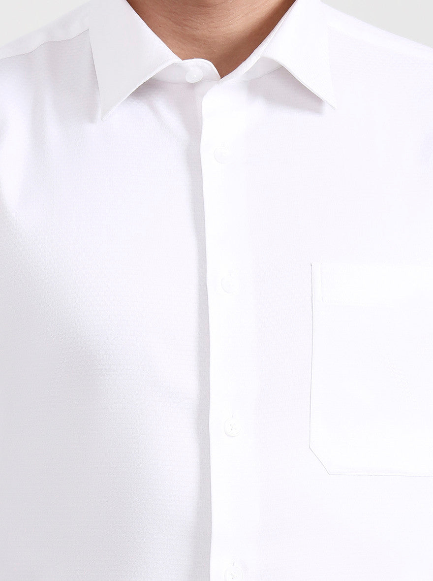 White Solid Slim Fit Formal Shirt | JadeBlue Youth