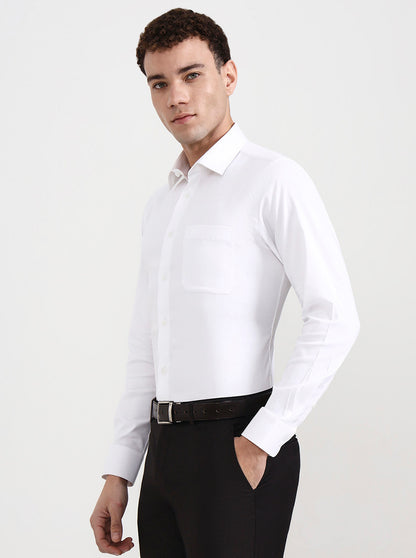 White Solid Slim Fit Formal Shirt | JadeBlue Youth