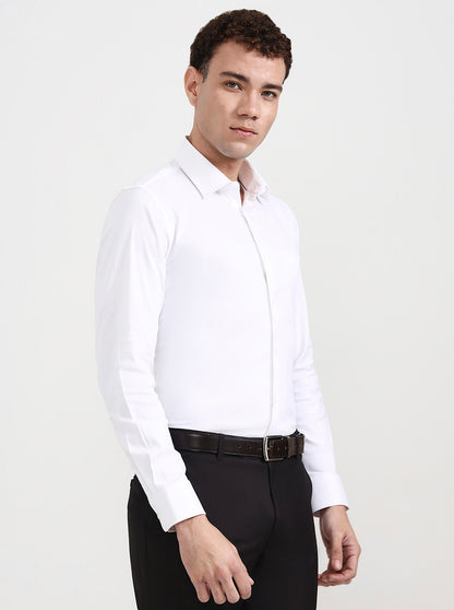 White Solid Slim Fit Formal Shirt | JadeBlue Youth