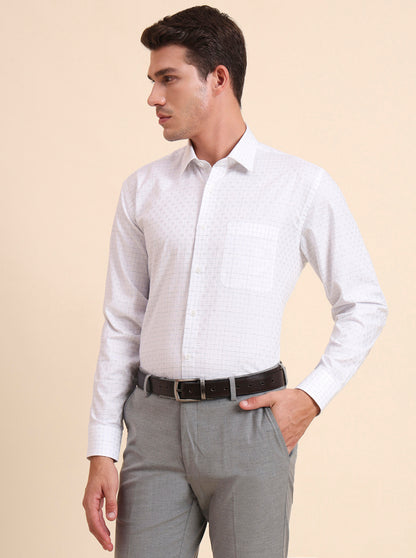 White & Blue Checked Regular Fit Formal Shirt | JadeBlue