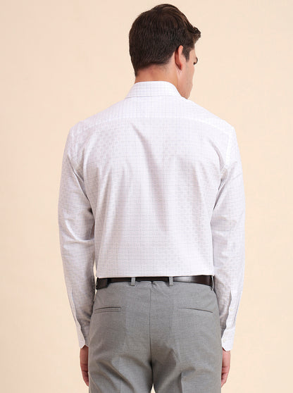 White & Blue Checked Regular Fit Formal Shirt | JadeBlue