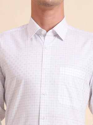 White & Blue Checked Regular Fit Formal Shirt | JadeBlue