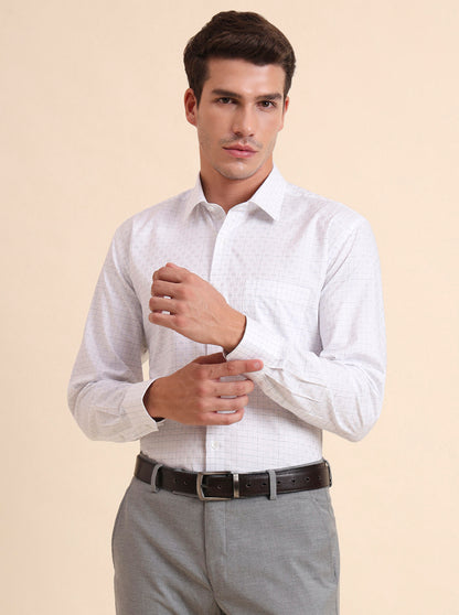 White & Blue Checked Regular Fit Formal Shirt | JadeBlue
