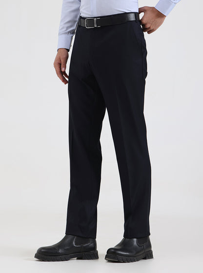 Blue Solid Slim Fit Formal Trouser | JadeBlue