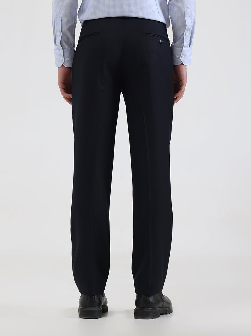 Blue Solid Slim Fit Formal Trouser | JadeBlue