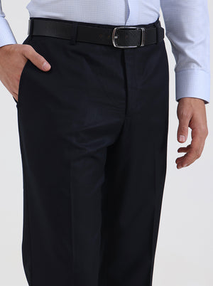 Blue Solid Slim Fit Formal Trouser | JadeBlue