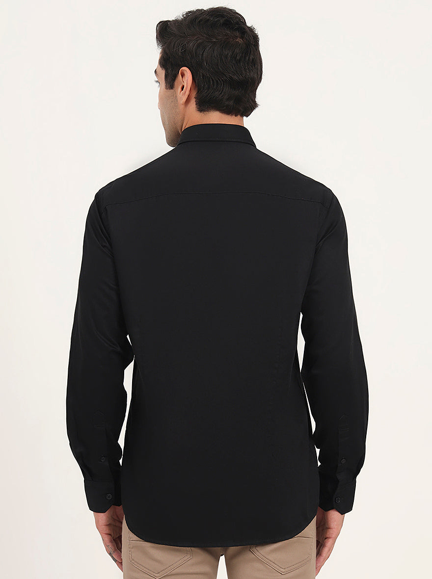 Black Solid Slim Fit Casual Shirt | JadeBlue